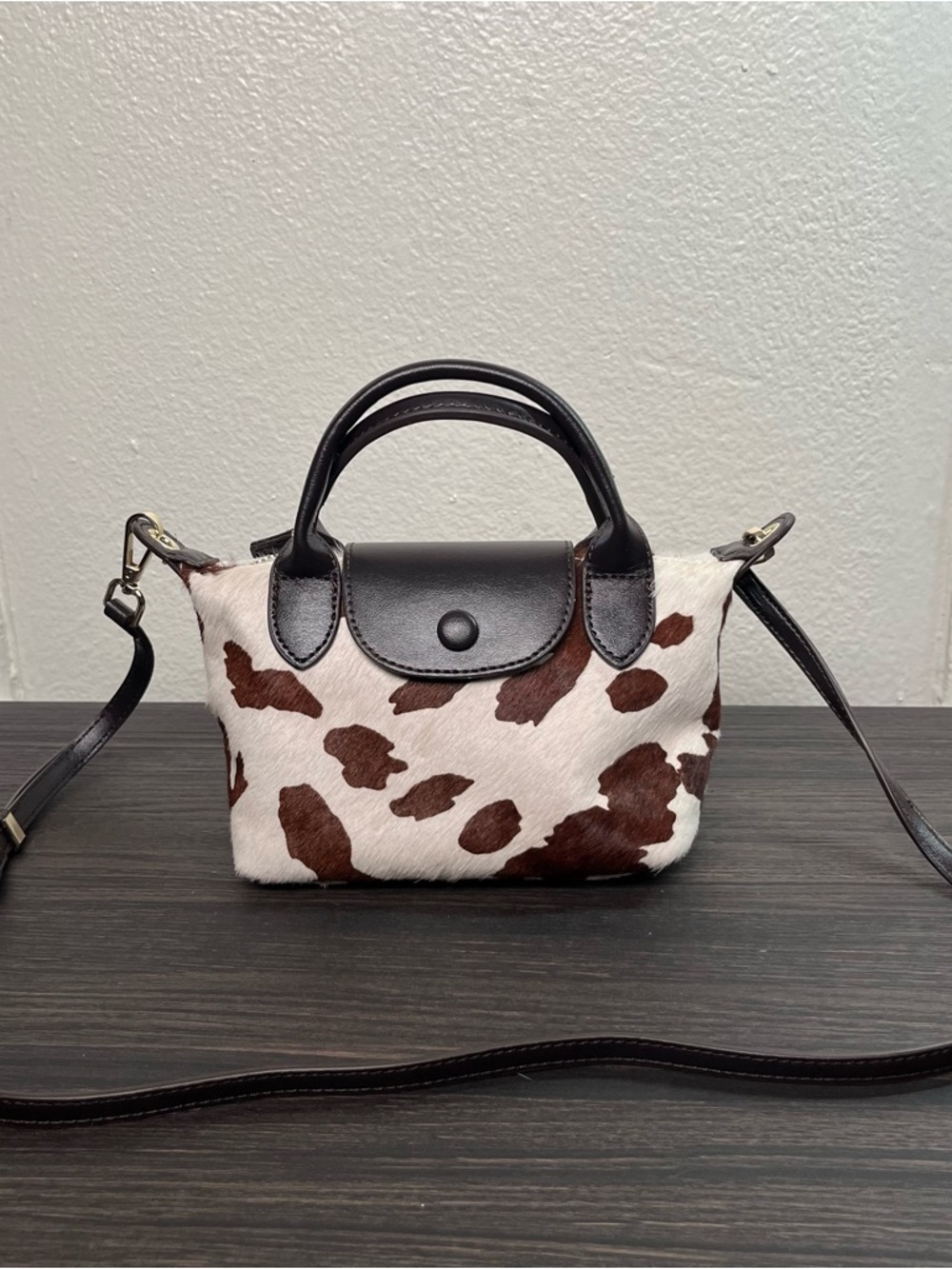 House of Harlow 1960 Genuine Calf Hair Leather Cow Print Western Boho Animal